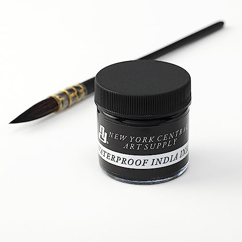New York CentralĀ® India Ink 1oz Bottle - Make an Impact with Matte Black India Ink, Perfect for Artists, Calligraphy, Illustrations, & More - size: 1 Fl Oz