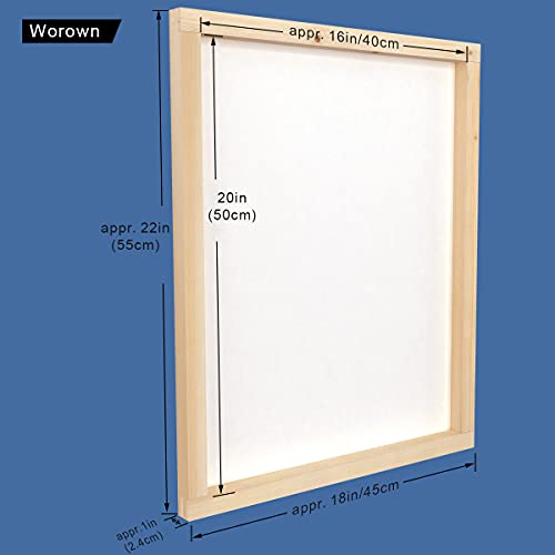 Worown 16 x 20 Inch Wood Silk Screen Printing Frame with 160 White Mesh and 1 Piece of 13.7 Inch Screen Printing Squeegee - size: 16 x 20 Inch