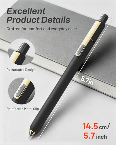 SUNEE Gel Pens, 6 Pack 0.5mm Pens Fine Point Smooth Writing Pens with Quick-Dry Black Ink, Cute Aesthetic School Office Note-Taking Pens for Journaling - Black - color: Black, style: 6 Pack