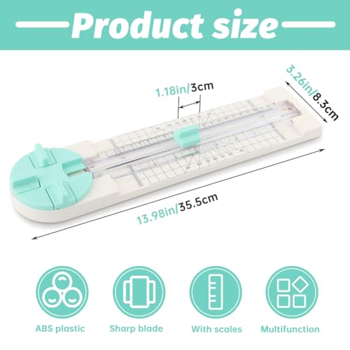 A5 Paper Cutter,4 in 1 Paper Trimmer Photo Cutter,Scrapbook Papers Craft Cutter with Dial Blades of Straight,Wave,Perforated,Creasing for Cutting Papers,Coupons,Postcards,Card(Green) - color: Green