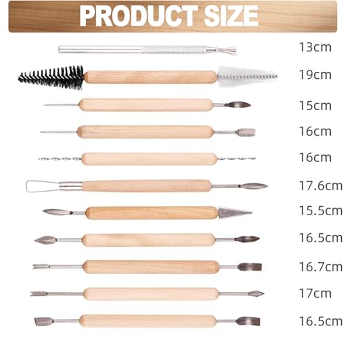 LINPHCEY 11-Piece Clay Sculpting Tools Set Perfect for Polymer Air Dry Modeling Clay Beginners & Professionals Ideal for DIY Pottery & Ceramics Tools for Clay Sculpey Sculpting & Crafting