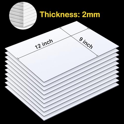MEARCOOH Self Adhesive Foam Sheets, White 9x12 Inch 2mm Sticky Eva Foam Paper for Crafts Cardmaking Photo Frames Classroom Scrapbooking Christmas Crafts (White 10 Sheets) - color: White Self-adhesive, size: 9X12in-2mm