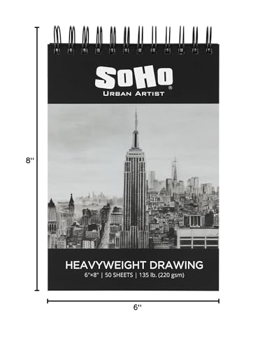 SoHo Urban Artist Hardcover Drawing Pad 6x8-135 lb. (220gsm), 50 Sheets, Drawing Paper Pads for Artists, Travel, Illustrations, & More - size: 6"x8"
