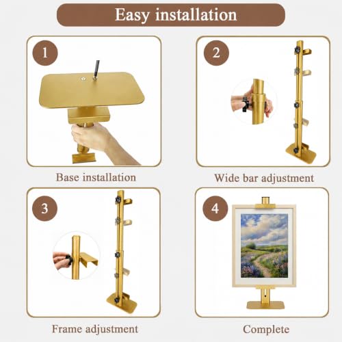 24''Adjustable Metal Tabletop Easel, Picture Frame Stand - color: Gold