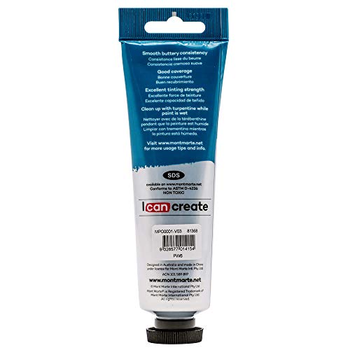 Mont Marte Oil Paint Premium, 3.4 US fl.oz (100ml) Tube, Titanium White, 2Pack, Heavy Body Paint, Artist Quality, Good Coverage, Excellent Tinting Strength, Ideal for Painting Canvas - color: Titanium White, size: 3.4 Fl Oz (Pack of 2)
