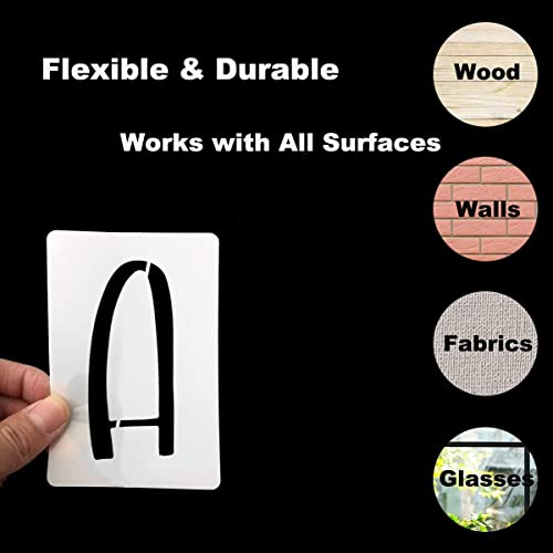 4 Inch Alphabet Letter Stencils for Painting - 42 Pack Letter and Number Stencil Templates with Signs for Painting on Wood, Reusable Letters and Numbers Stencils for Chalkboard Wood Signs & Wall Art - size: 4 Inch