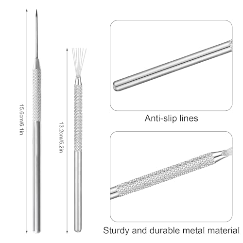 DIYOOHOMY 10 Pcs Clay Needle Tool and 7-Pin Pottery Feather Wire Texture Tools, Polymer Clay Sculpting Tools for Texturing Scoring Carving Modeling Ceramic Sculpture Detail Nail Art DIY Craft Supplies - color: White-4
