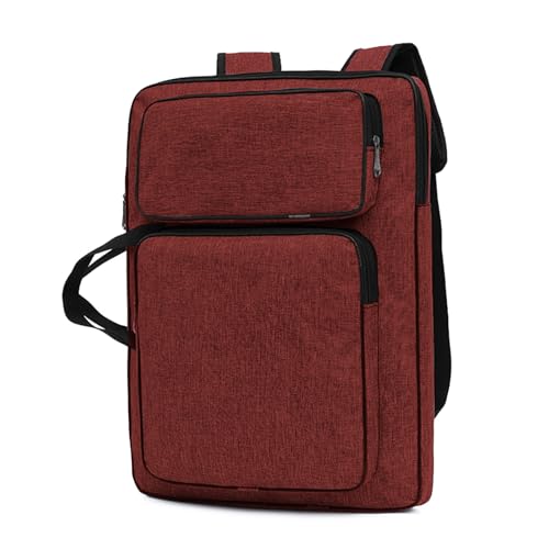 8K Artist Portfolio Carry Backpack Case Versatile Art Bags Waterproof Adjustable Drawing Board Backpack Art Storage Bags for Artworks Painting Drawing Sketching 19.7” x 14.6” x 2.4”(Red) - color: Red