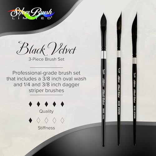 Silver Brush Limited Black Velvet Stroke Watercolor Paintbrush Set, 3pc - color: 3pc Stroke Set, size: 3 Pc