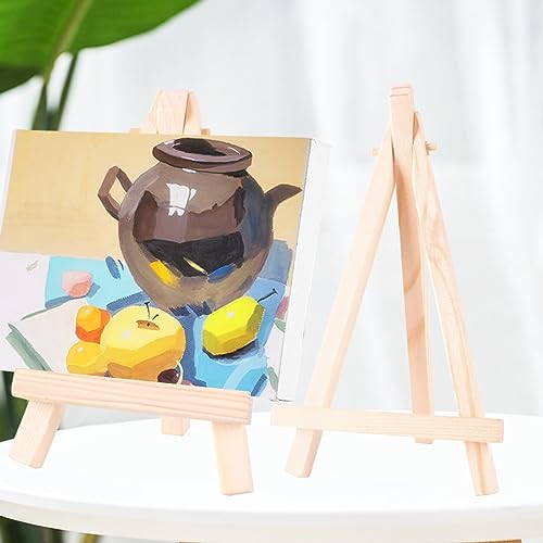 Wood Easel Stands Small Triangles Tabletop Display Easel 40Pcs | 6 Inch Mini Artist Painting Canvas Holder, Picture Photo Name Cards Place Pedestal, Bulk Classroom Art Studio Supply