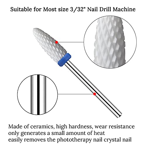 Ceramic Nail Drill Bits 10Pcs- 3/32 Drill Bits Set for Acrylic Gel Nails Professional Cuticle Remover Crystal Nail Extension Nail Removal - size: 10 Count (Pack of 1)