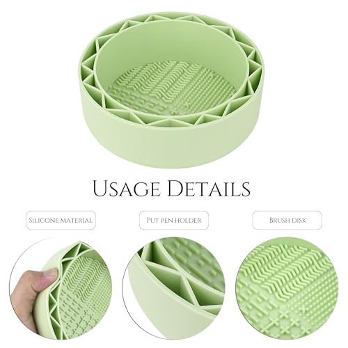 Pen Brush Washer, Watercolor Brush Cleaner, Silicone Brush Bowl Clean, Brush Holder Cleaner, Watercolor Painting Water Cup for Acrylic Oil Painti (Green) - color: Green