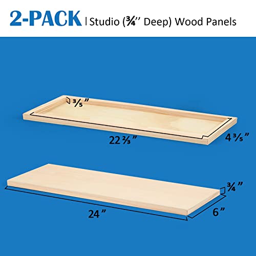 Falling in Art 2 Pack 6x24’’ Unfinished Birch Wood Panels Kit for Painting | Studio 3/4’’ Deep Wood Canvas, Cradle Boards for Acrylic Pouring, Art, Crafts, Epoxy Resin, Laser Engraving Cutting - size: 6'' x 24''