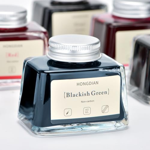 Asvine Hongdian Fountain Pen Bottled Ink Blackish Green, 60ml Fountain Pen Bottled Ink, Non Carbon - color: Blackish Green
