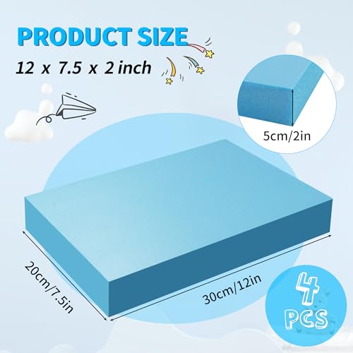 LuckyFoam Blue 4 Pack 12x7.5x2 inch Foam Sheets 2 Inch | Polystyrene Rectangles XPS Foam Board Craft for Insulating DIY Modeling Art Supplies - color: blue, size: 12x7.5x2 inch 4pcs
