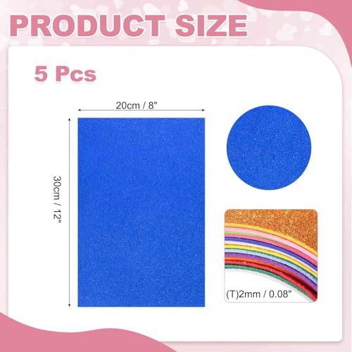 MECCANIXITY 5 Sheets Dark Blue Shiny Foam Sheets, 8 Inch x 12 Inch Sparkle EVA Foam Handicraft Sheets EVA Paper for Art Crafts Projects, Scrapbook Gift DIY Card Party Decoration - color: Dark Blue