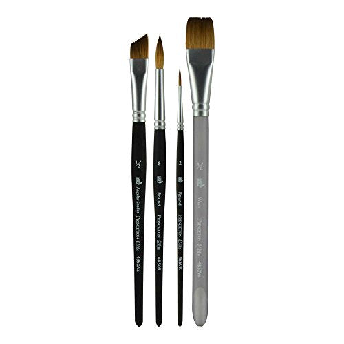Princeton Aqua Elite, Series 4850, Synthetic Kolinsky Watercolor Paint Brush, 4 Piece Set - size: Assorted Sizes