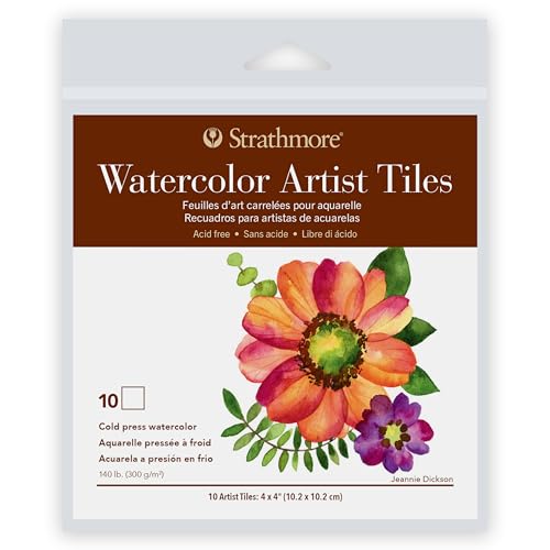 Strathmore Artist Tiles 4"X4" 10/Pkg-Watercolor -62105971 - size: 4 x 4 inches, style: Watercolor