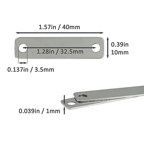 StayMax Metal Engraving Blanks Stamping Blanks 304 Stainless Steel Rectangle Blank Tags with 2 Holes 25 PCS 4cm*1cm