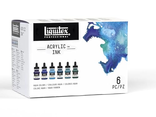 Liquitex Professional Acrylic Ink, 1-oz, Aqua Color Set, Set of 6 - color: Aqua - Set of 6