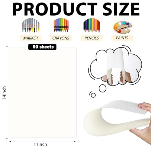 gisgfim 50 Sheets Bristol Paper Smooth 11×14 inches 100lb/270g Artist Paper for Adults and Students Markers Pen and Ink - size: 11×14