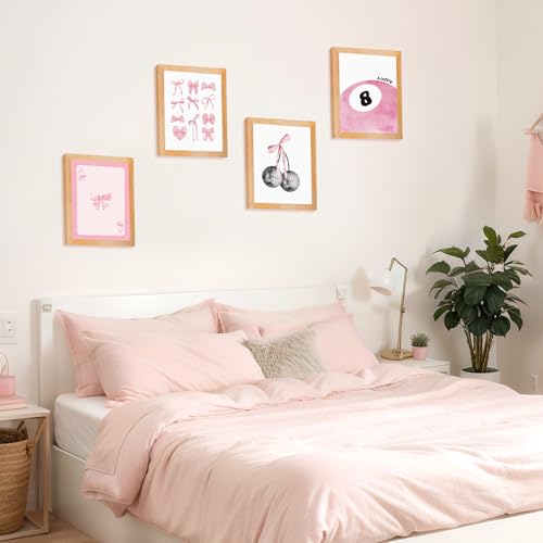 Yeaqee 4 Pcs Pink Bow Diamond Art Kits for Adult DIY Coquette Gem Painting Kit DIY Jewel Diamond Art for Beginners Cute Pink Ribbon Disco 8 Ball Room Decor 5d Craft Wall Decor for Home 10 x 11.8'' - style: Coquette