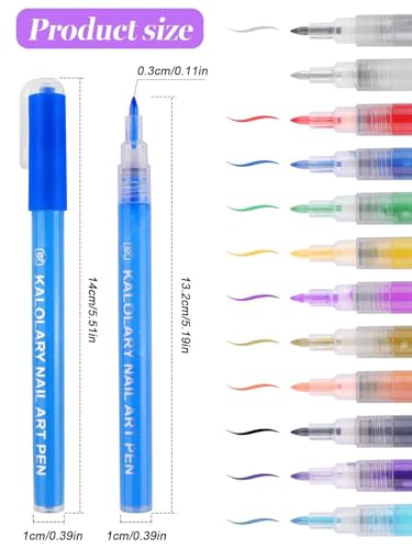 12 Color Nail Art Pens Kalolary Nail Art Marker Point Graffiti Dotting Pen | Drawing Painting Liner Brush for DIY Nail Art Beauty Adorn Manicure Tools - color: C