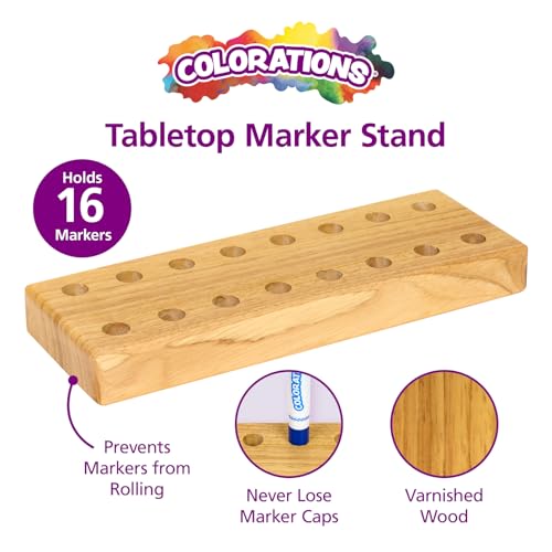 Colorations Wooden Marker Organizer Stand - Fits 16 Markers | Classroom Organization