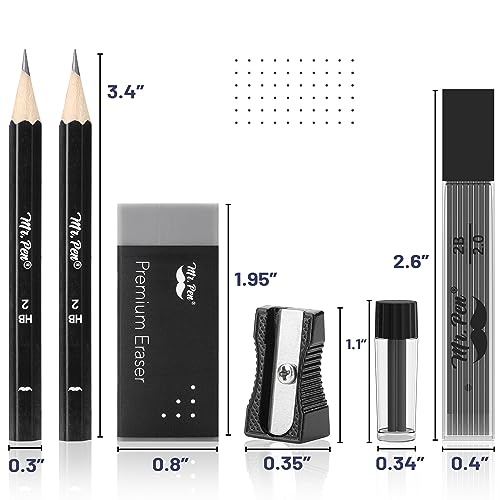 Mr. Pen- Professional Geometry Set, 15 pcs, Drafting Tools with Protractor | Compass, Metal Ruler, Triangles, Pens & Pencils, Complete Geometry & Drafting Kit for Architects, Engineers & Students - color: Black