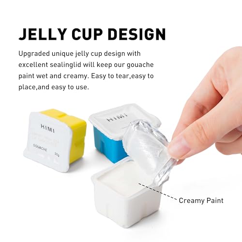 HIMI Gouache Paint Jelly Cup Refill, 4 Pack 30g, Single Color Paint for Artists & Hobby Painters, Unique Design In Jelly Cup Rich Pigment, Non Fading Art Supplies for Canvas and Paper Painting(RED) - color: RED