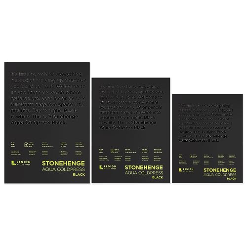 Stonehenge Aqua Black Medium Weight Pad, 140lb, Coldpress, 8 x 10 Inches, 15 Sheets for Wet and Dry Media - size: 8 x 10