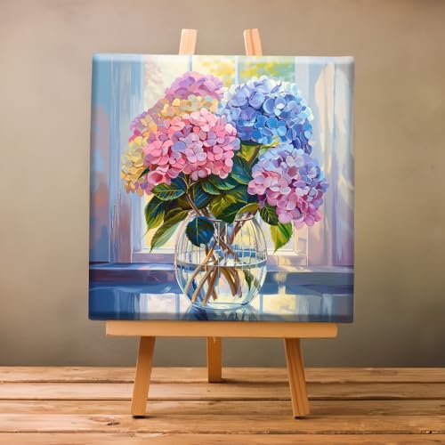 Natuyalo Framed Paint by Numbers Kit for Adults - Colorful Flowers DIY Adult Paint by Number Kits Vase Acrylic Canvas Painting for Adults Beginners Art Crafts with Frame, 12x12 Inch - color: Color-03