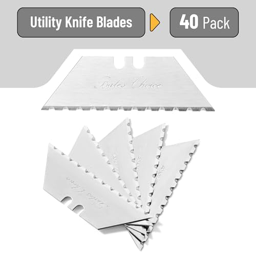 Bates Utility Knife Blades - Serrated Edge, 40 Pack - Box Cutter & Razor Blades Replacement - Refills for Box Cutters - color: Silver With Serrated Edge, size: 40 Pack