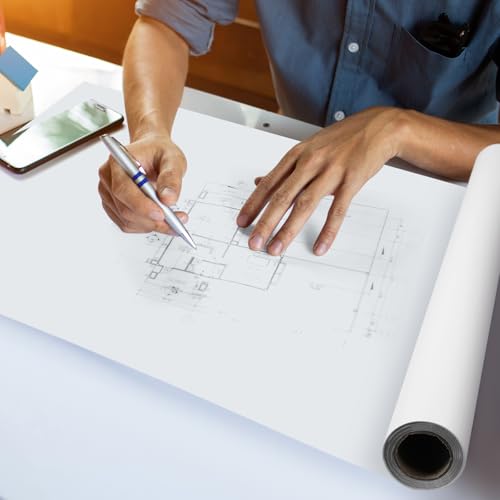 Ctosree 24 Inch x 20 Yards Design Vellum Roll Architectural Vellum Paper White Translucent Tracing Paper Roll for Drawing Sketching Architecture Building - size: 24 Inch x 20 Yards