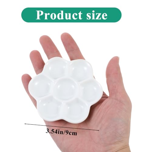 Ceramic Watercolor Palette - White Porcelain Paint Tray for Artists, Watercolor Mixing Palette with Non-Stick Surface, Compact 3.54inch Diameter for Studio & Outdoor Use