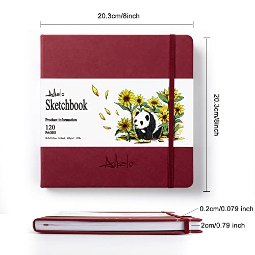 Sketchbook for Drawing, 120 Pages Sketch Book, 122LB/180GSM Thick Paper - color: Red, size: Medium (8×8INCH)