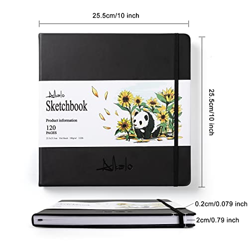 Sketchbook for Drawing, 120 Pages Sketch Book, 122LB/180GSM Thick Paper - color: Back, size: Large (10×10INCH)