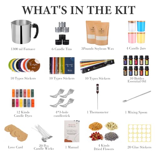 SAEUYVB Candle Making Kit,DIY Soy Candle Making Supplies/Kit for Adults | Beginner-friendly,Complete Candle Kit with Melting Pot,3 lbs Soy Wax,10 Candle Jars,10 Scents and More, Perfect for DIY Craft - size: 10 pcs candle tins kit