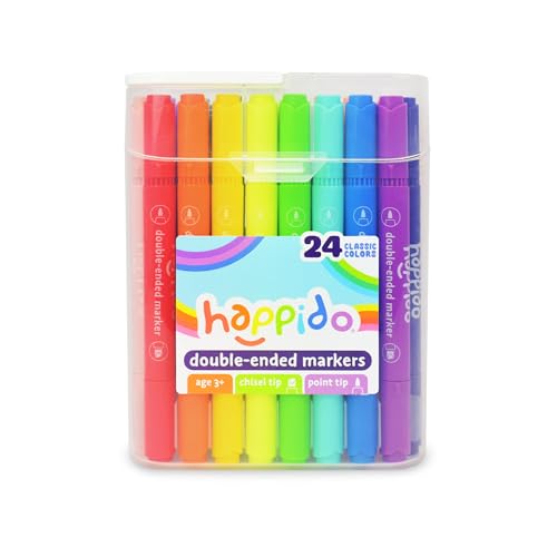 International Arrivals Happido Double-Sided Markers for Kids, Set of 24 - style: 24 Count - Double Ended