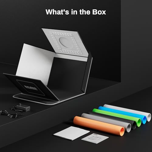 24W Light Box with Adapter, 16"x12" Lightbox for Product Photography | Dimmable LED Lights(CRI>97, 5500K), 6 Anti-Wrinkle Backdrops, Multi-Angle Shooting, Portable&Quick Setup, Unique Front Cover - size: 16*12*12 inch