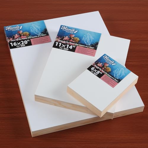 Creative Mark Mimik Recycled PET Cradled Canvas Panel 1-1/2" Depth- 11x14" Single Canvas- Medium-Textured Painting Board for Eco-Conscious Artists, 14.11 oz Triple-Acrylic-Primed Weight - size: 11X14"