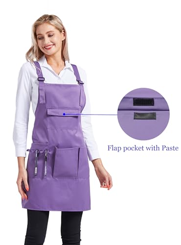 Nanxson Apron with Pockets Cross Back Apron for Hair Stylist Gardening - color: Purple