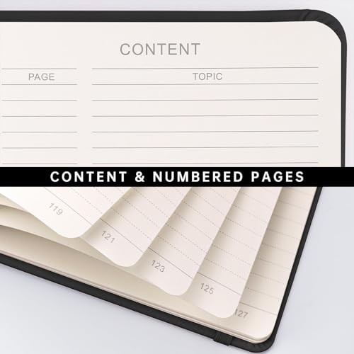 AHGXG Lined Journal Notebook, 192 Numbered Pages, A5 Size (5.7'' x 8.3'') - color: Black, style: Lined