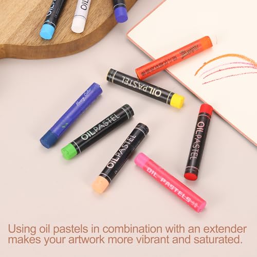 MECCANIXITY 6 PCS Oil Pastels, Soft Oil Chalk Pastels Crayons 11x70mm for Art Painting Drawing Blending, Color Crayons for Art Supplies Beginners, Yellow - color: Yellow