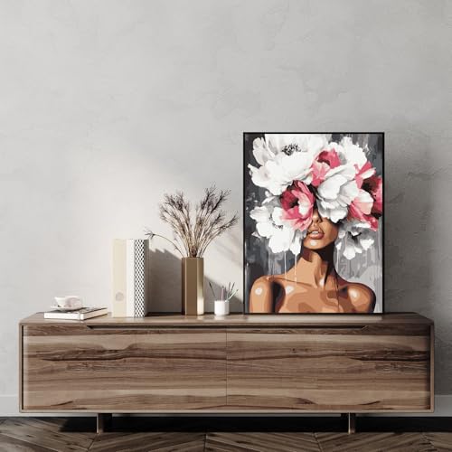 Myxekllo Paint by Numbers Kit for Adults Beginner, Woman Flower for Home Decor 16x20in - color: Flower Woman03