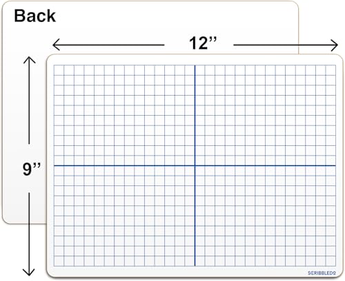 SCRIBBLEDO XY Axis Coordinate Graph White Boards 9x12, 5 Pc Erasers Include | Easy to Clean No Ghosting, Eraser Included Budget Friendly Set , Robust Hardboard, For Math Geometry Graphing and Stem - size: 9x12 Inch