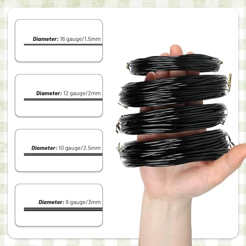 32 ft Black Aluminum Craft Wire, 9 Gauge 3mm Bendable Armature Wire - color: Black, size: 9 Gauge, 32 ft