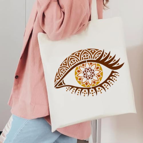 FINGERINSPIRE 4PCS Mysterious Eye Painting Stencils with Paint Brush 8.3x11.7inch Reusable Mandala Template Plastic Eyes Pattern Stencil Character Theme Template for Painting on Floor - color: Mysterious Eye