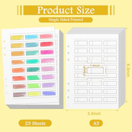 25 Sheets A5 Watercolor Swatch Paper for Artists Loose Leaf 140Lb 100% Cotton Watercolor Paper Acid-Free Travel Size Painters Color Diary Spiral-Bound Watercolor Journal Paper for Oil Pastels