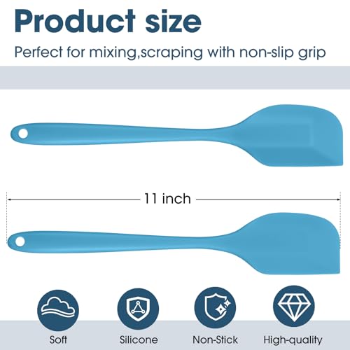 Irenare 24 Pcs Silicone Spatulas 11 Inch Large Rubber Spatulas Heat Resistant Non Stick Flexible Scrapers Seamless One Piece Design Cooking Baking Mixing Tool Cookware Dishwasher Safe, 6 Colors
